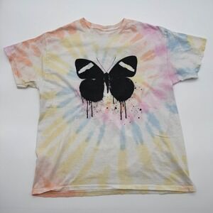 Ed Sheeran Mathematics Tour Tie Dye Butterfly Graphic T-Shirt Pastel Large